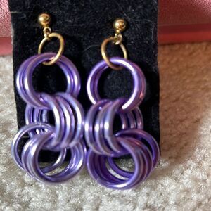 Metal circle earrings.